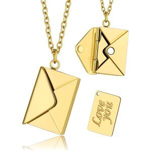 Personalized Envelope Locket Necklace for Women, Custom Love Letter Message Neck